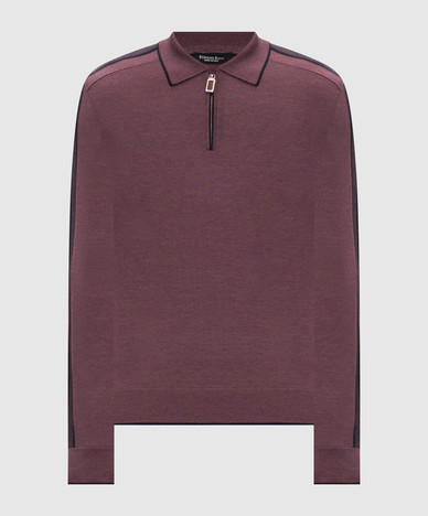 Polo violet en laine et soie