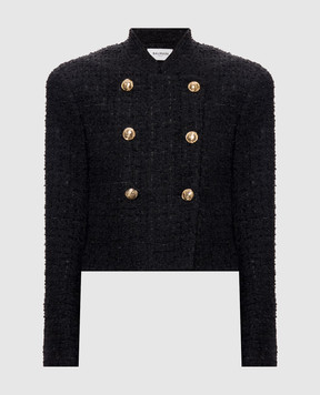 Balmain Black double-breasted tweed jacket JA0000000061