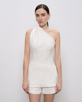 Faithfull Agua white linen one-shoulder top FF3939WHT
