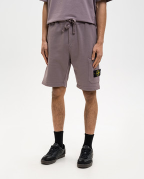 Stone Island Purple shorts with logo patch L1S156200011S0051