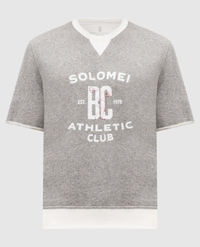 Brunello Cucinelli Grey melange printed T-shirt MR8313378G