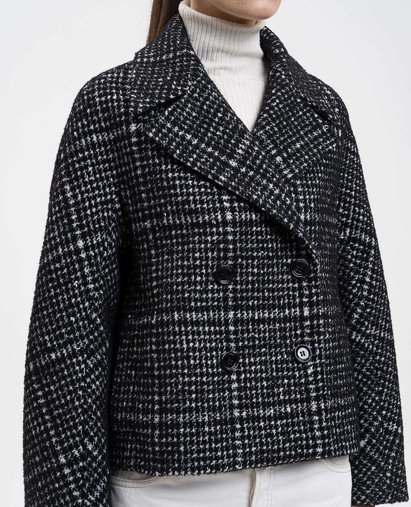 

Black cropped double-breasted coat with alpaca wool and silk Dolce&Gabbana