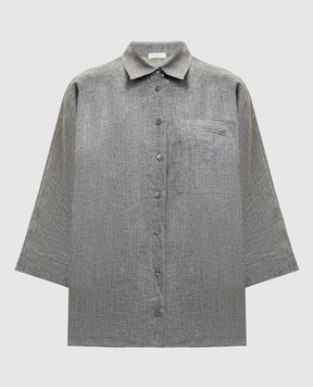 Peserico Gray linen shirt with monil chain S0649102600