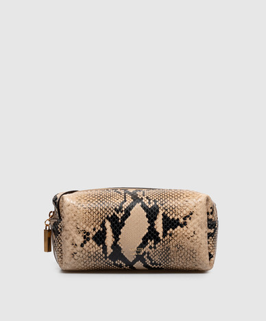 Kye beige leather bag with reptile print