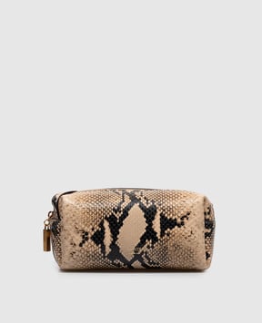 Khaite Kye beige leather bag with reptile print H30411055