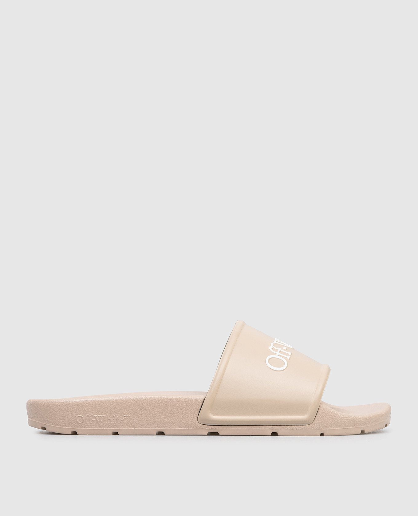 Beige sliders with textured logo
