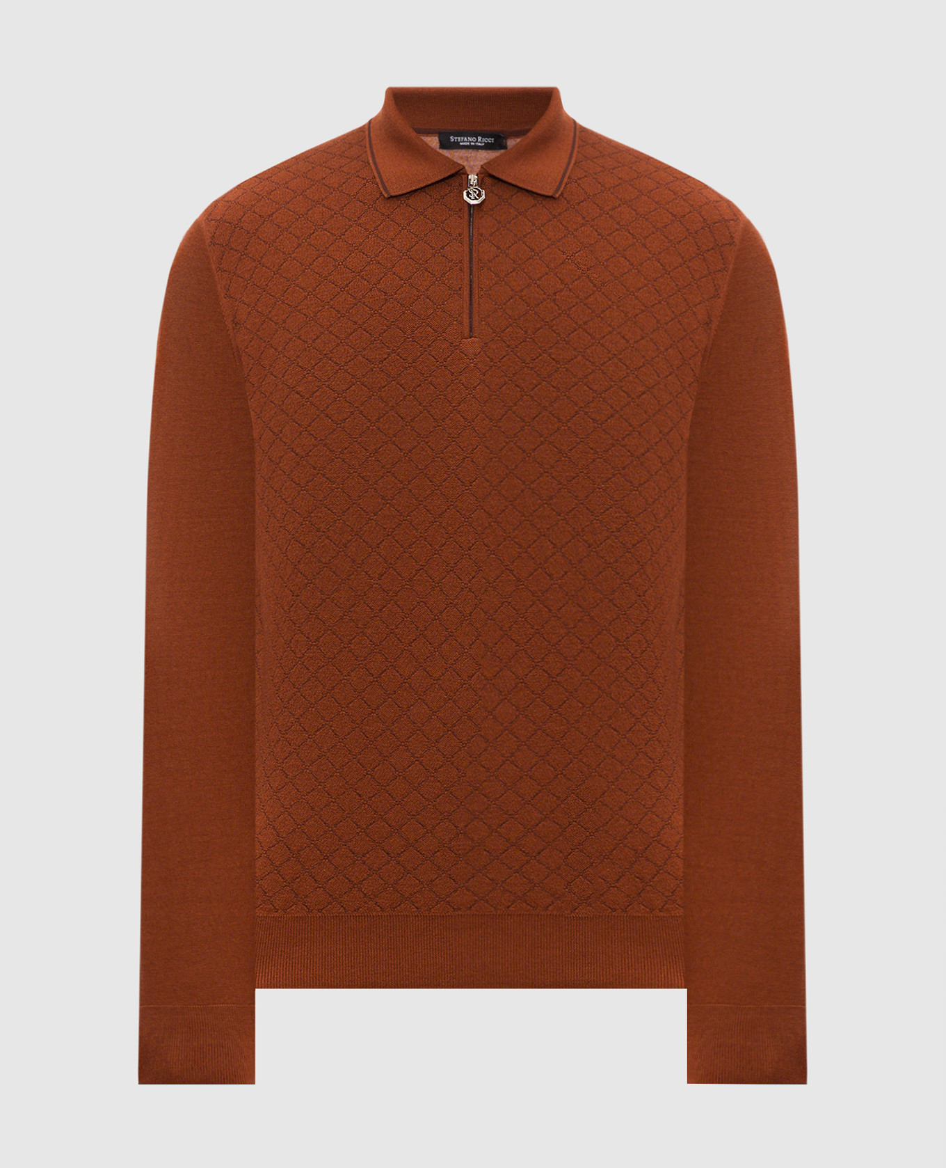 Terracotta cashmere and silk polo