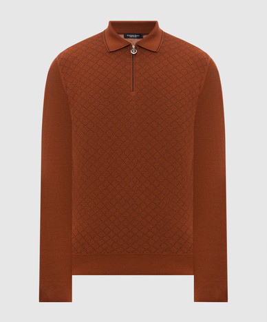 Terracotta cashmere and silk polo