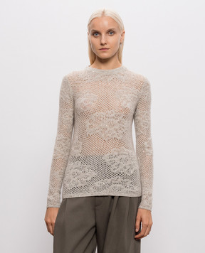 Brunello Cucinelli Gray openwork sweater with wool MFA790100