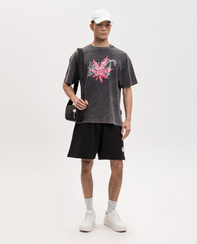 Palm Angels Grey Palm Leaf T-shirt PMAA109S26JER003