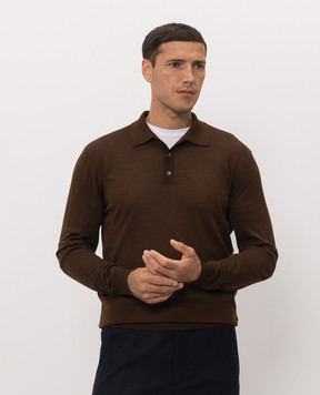 Brett Johnson Brown wool polo shirt FW26K24LPWICHE