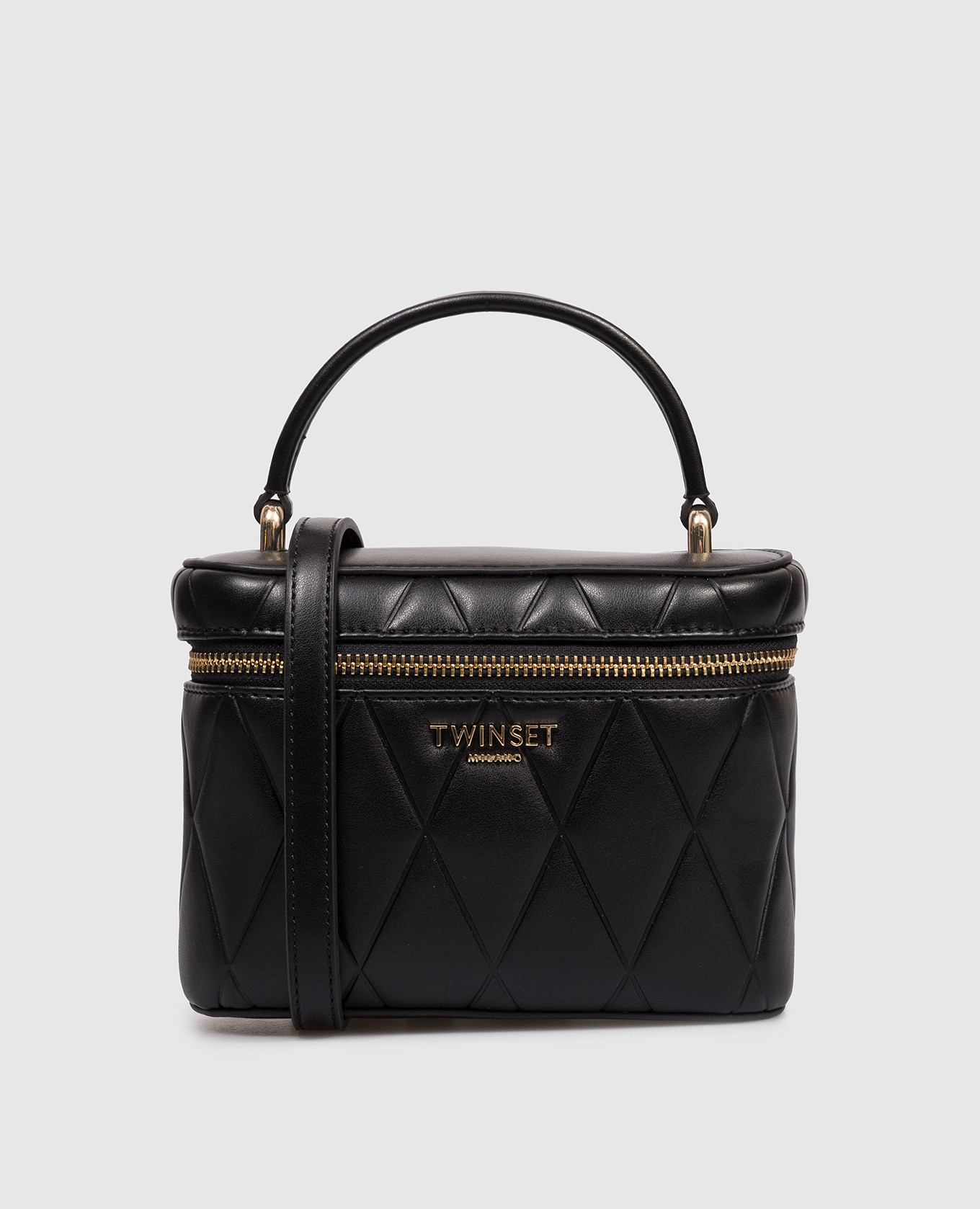 

Black cross-body bag with textured logo Twinset