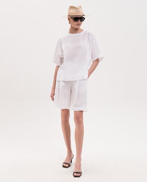 MooRER White GENOLA-J linen T-shirt GENOLAJGLX