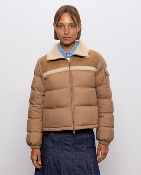 Moncler Brown Aurore combination down jacket L20931A00027N0377
