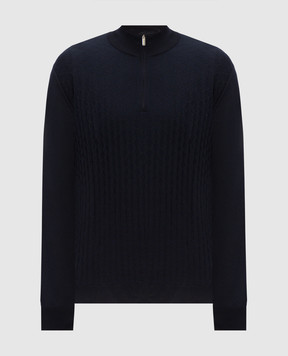 Bertolo Cashmere Blue wool and silk polo shirt 90264500256658