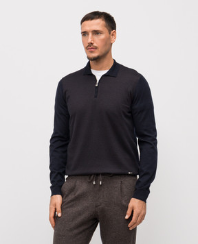 Enrico Mandelli Blue wool and silk polo shirt 2K040A5903