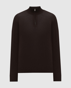 ISAIA Brown wool jumper with zipper MG8018YP005