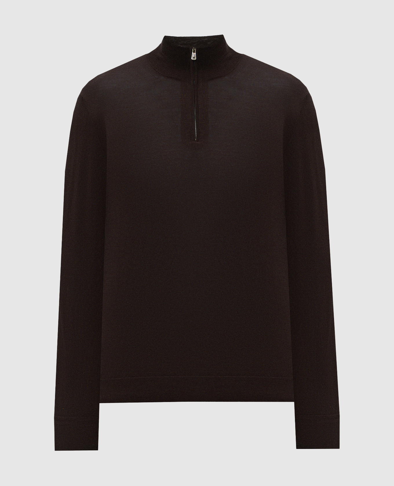 Brown wool jumper with zipper