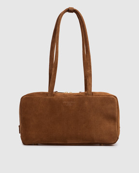 Christian Villa Brown suede bowler bag 06405