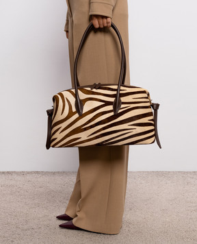 YUZEFI Beige Brioche leather bag in animal print BRIOCHEDUFFLEPONY