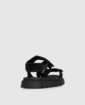 Dolce&Gabbana Children's black sandals with logo patch DA5350A55553940