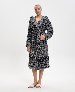 Missoni Home Keith black terry bathrobe with branded pattern 1K3AC99730