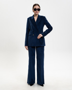 Gabriela Hearst Angela blue double-breasted corduroy jacket 3265113T124