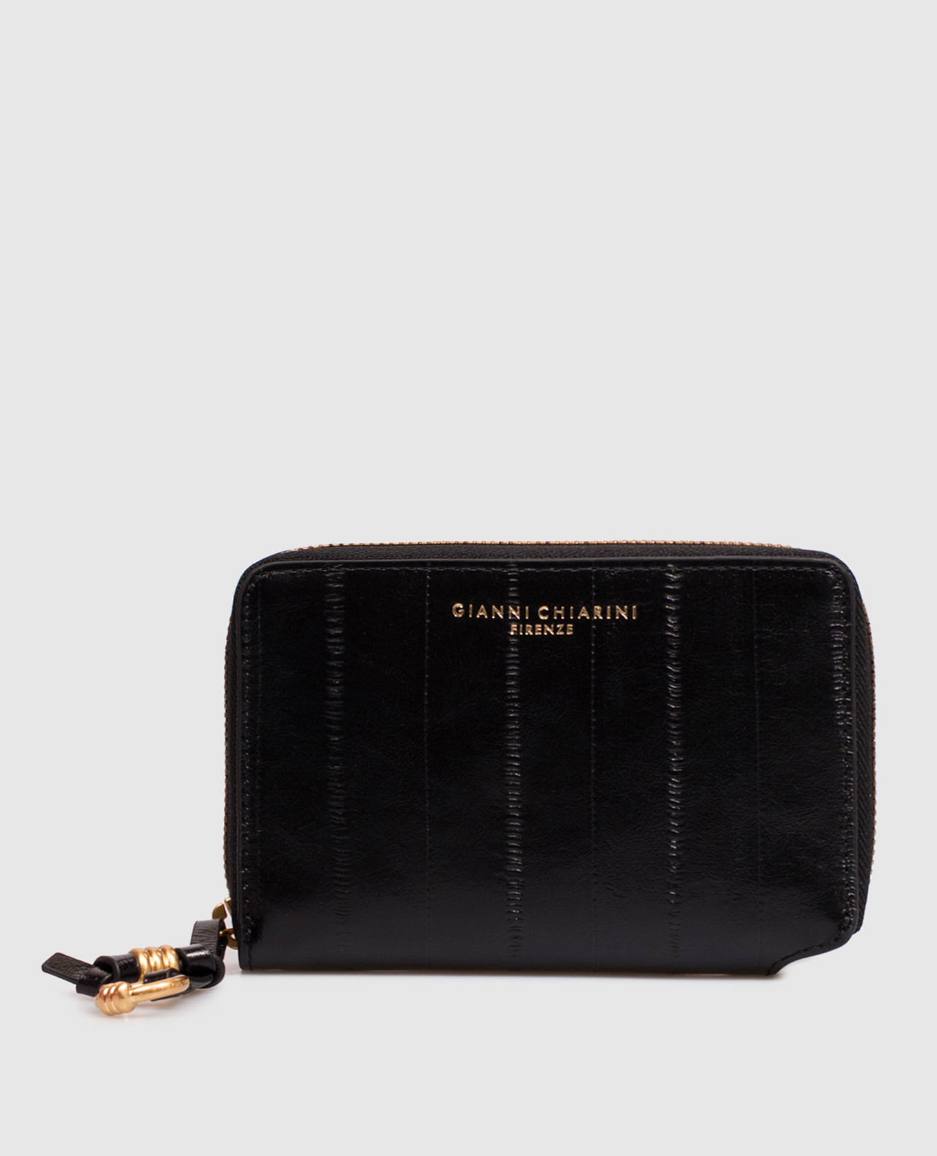

Black glossy leather wallet with logo print Gianni Chiarini