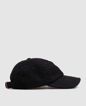 Saint Laurent Black tweed cap CASSANDRE A003SA3YU38