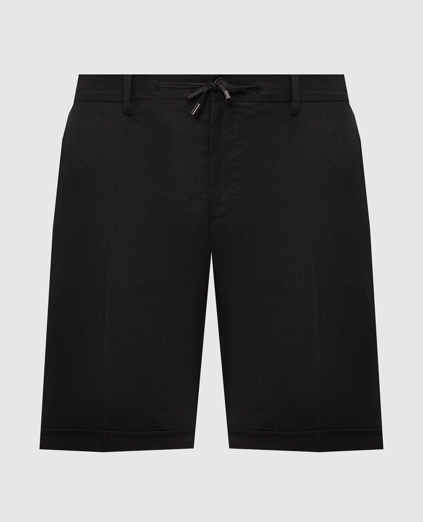 Black linen shorts with embroidery
