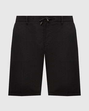 Stefano Ricci Black linen shorts with embroidery MCT80R0016L0005Q