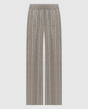 Peserico Brown striped linen pants P0412402646
