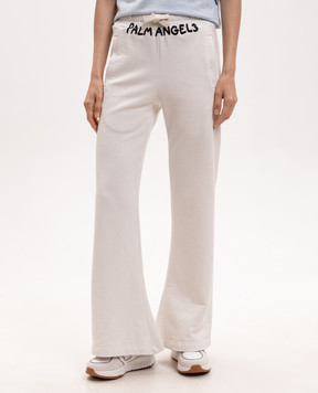Palm Angels White flared sweatpants with contrast logo PWCH029S26FLE002