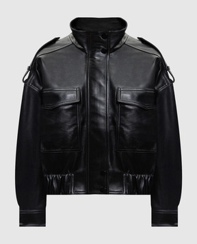Babe Pay Pls Black leather jacket with patch pockets 2605PUFF