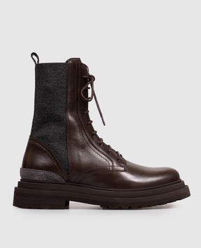 Brunello Cucinelli Brown combination shoes with monil chain MZOLG3308P