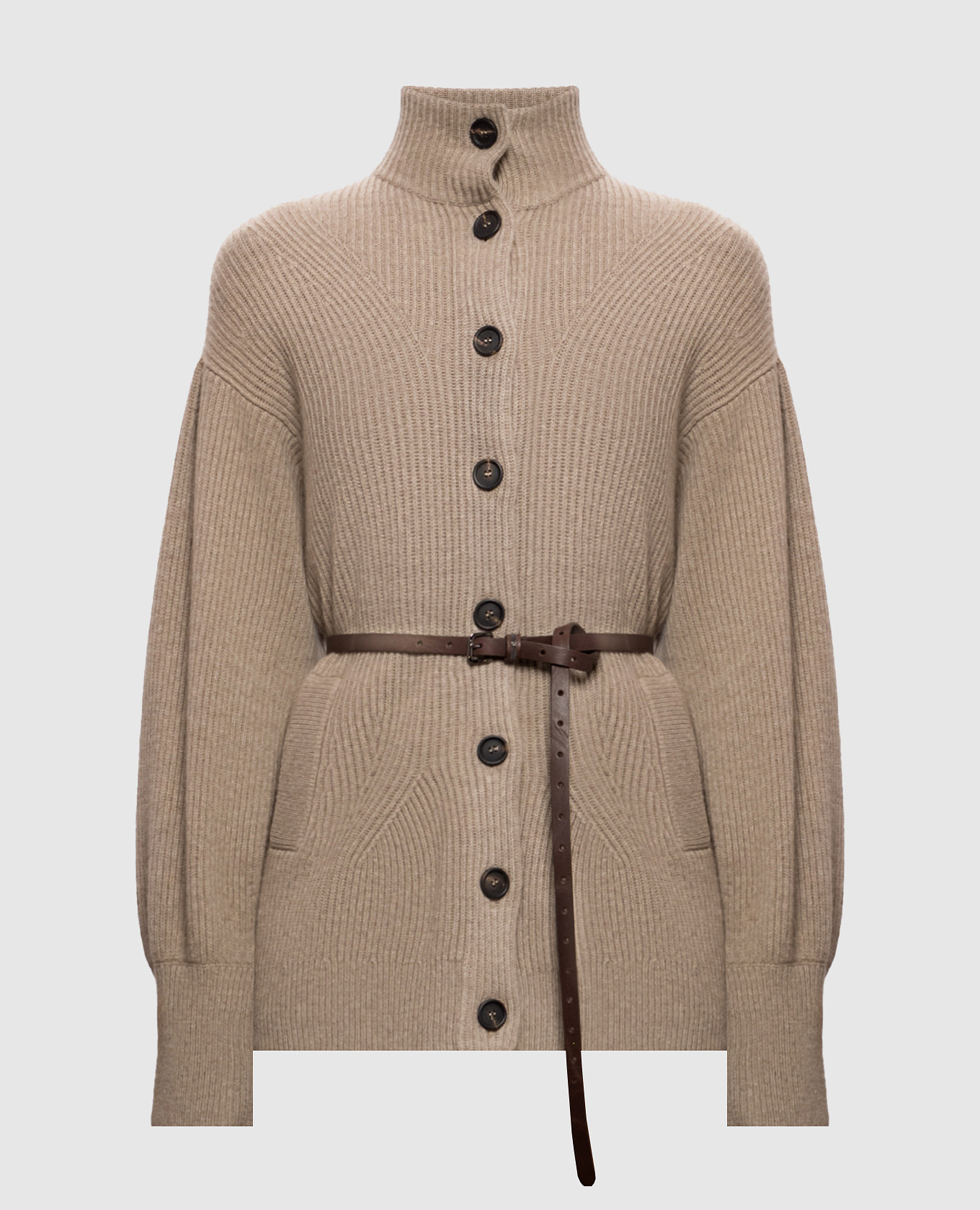 Brown cardigan with belt Brunello Cucinelli