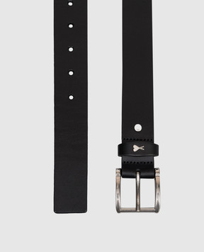 Ami Paris Black leather belt with textured emblem UBL205AL0140m