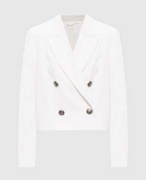 Brunello Cucinelli White double-breasted jacket with monil chain ML1207231
