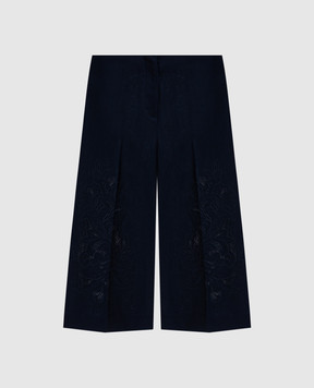 Twinset Blue linen Bermuda shorts with broderie embroidery 261TP2313
