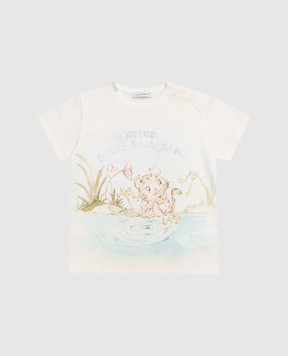 Dolce&Gabbana Children's ivory T-shirt with logo print L1JTEYG7P8I