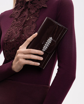 Jimmy Choo Bing burgundy patent leather clutch BINGWALLETCHAINRMR