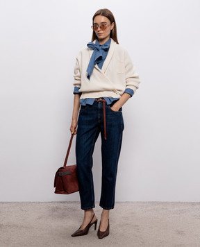 Brunello Cucinelli Blue jeans with logo patch MP095P5847