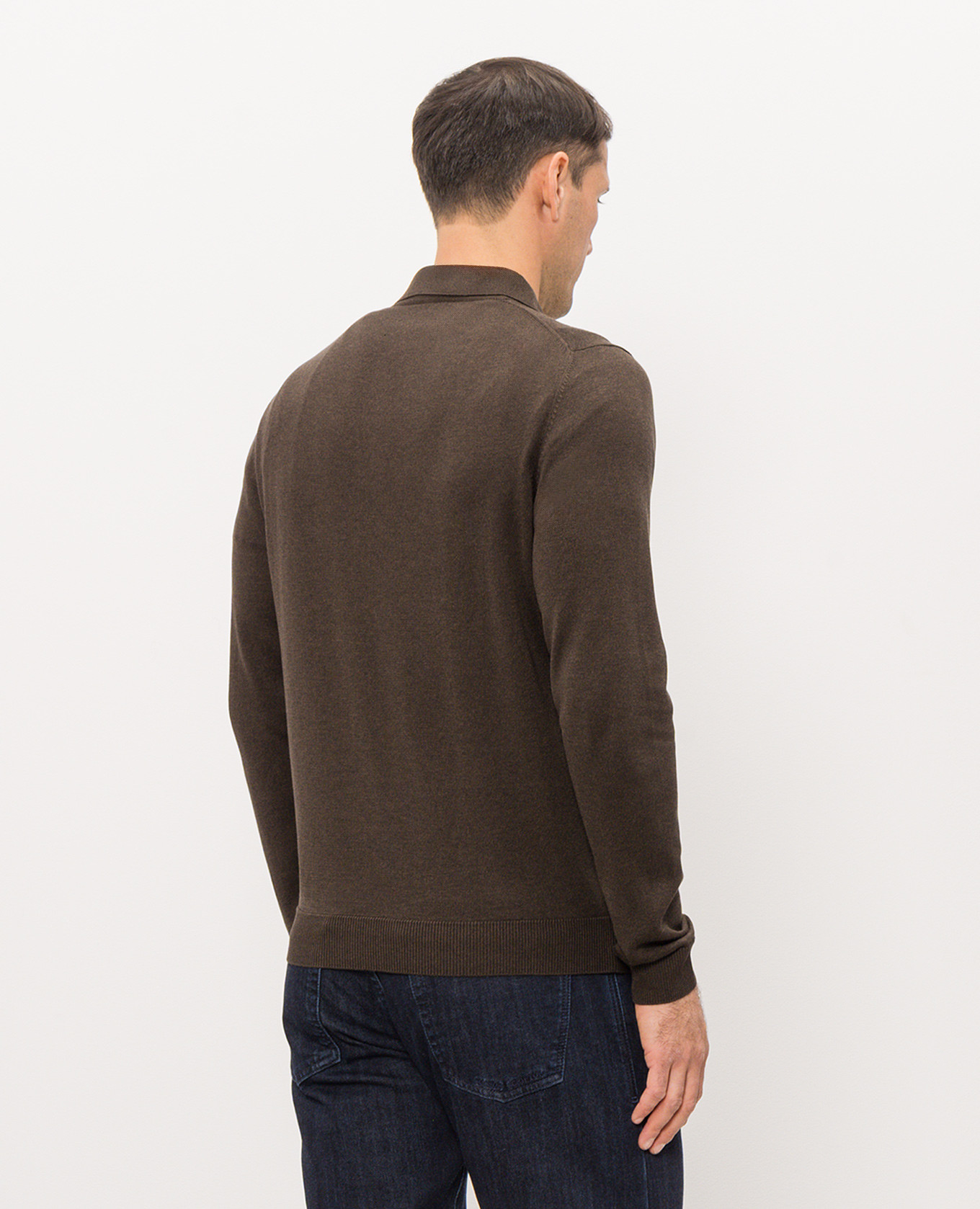 Brown silk polo shirt ISAIA 4
