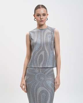 PUCCI Gray top in Marmo print with lurex 5UTP105U767