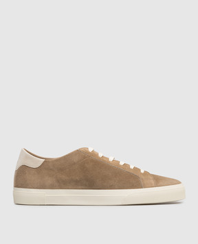 Brunello Cucinelli Brown suede sneakers with logo print MZUCHHP330