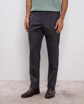 Stefano Ricci Grey wool trousers with logo M1T6100022W501