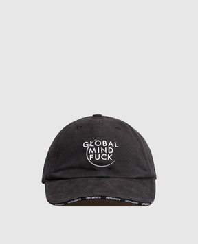 Vetements Black cap with contrasting logo embroidery UE76CA332B