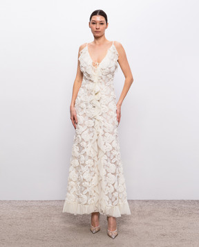 Nissa Ivory floral applique dress RRS16667