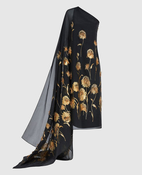 Taller Marmo Steinem black one-shoulder silk dress SS2626
