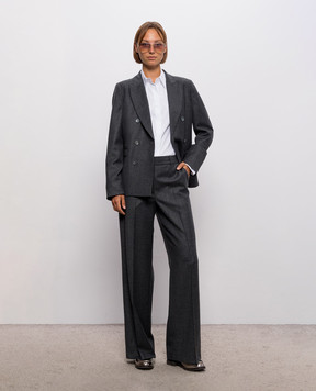 Peserico Gray double-breasted wool jacket with monil chain A0121203359